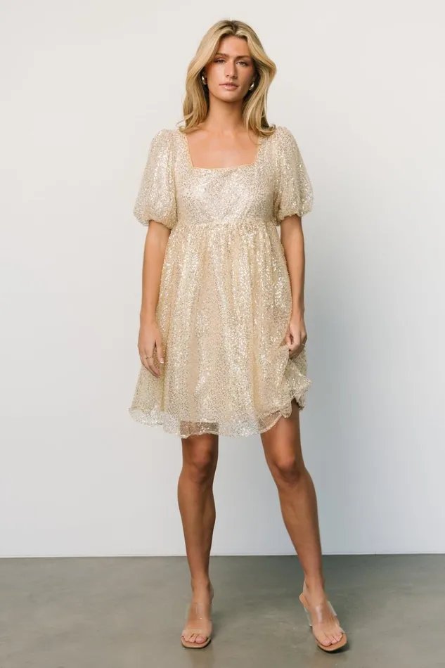 Baltic Born Short Dresses Joy Sequin Pearl Short Dress Gold 8211 Women