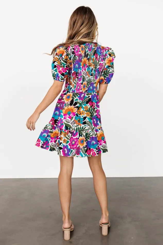 Baltic Born Short Dresses Kyrie Puff Sleeve Short Dress White Multi 8211 Women Baltic Born Short Dresses Kyrie Puff Sleeve Short Dress White Multi 8211 Women
