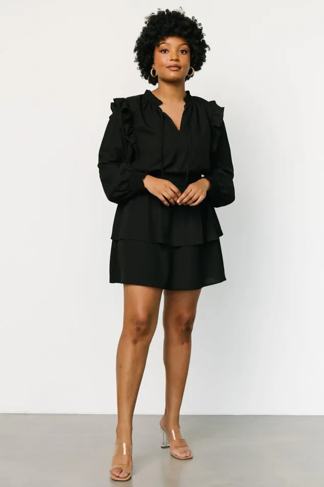 Baltic Born Short Dresses Maylee Tiered Short Dress Black 8211 Women Baltic Born Short Dresses Maylee Tiered Short Dress Black 8211 Women