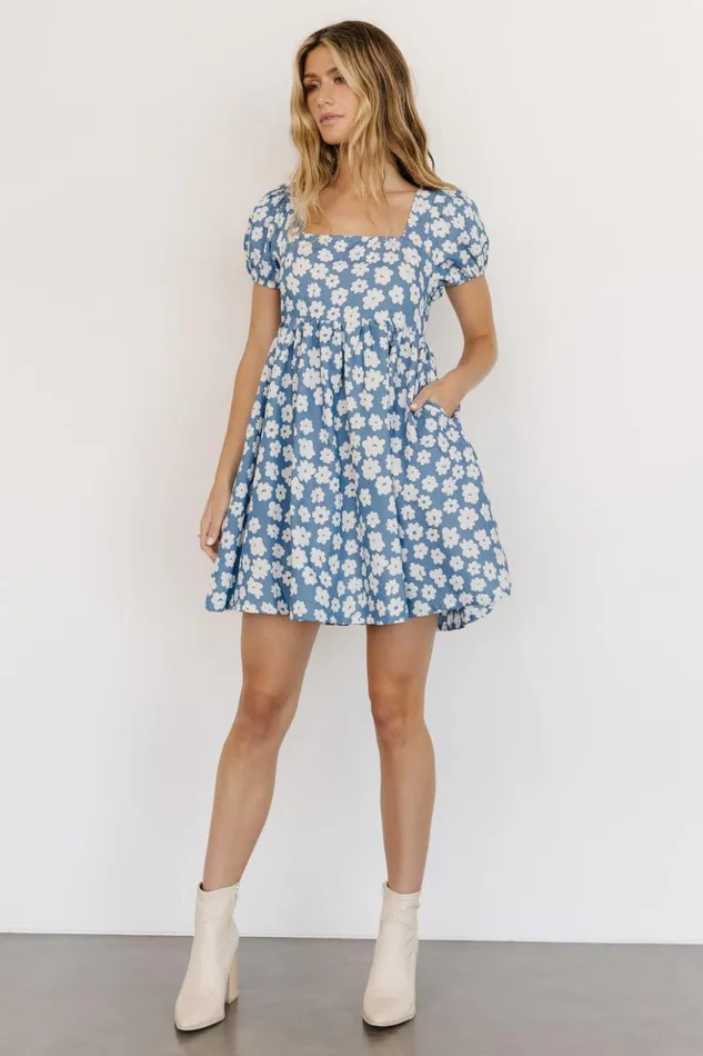 Baltic Born Short Dresses McKell Mini Dress Chambray Floral 8211 Women Baltic Born Short Dresses McKell Mini Dress Chambray Floral 8211 Women
