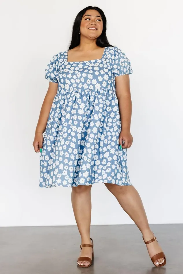 Baltic Born Short Dresses McKell Mini Dress Chambray Floral 8211 Women Baltic Born Short Dresses McKell Mini Dress Chambray Floral 8211 Women