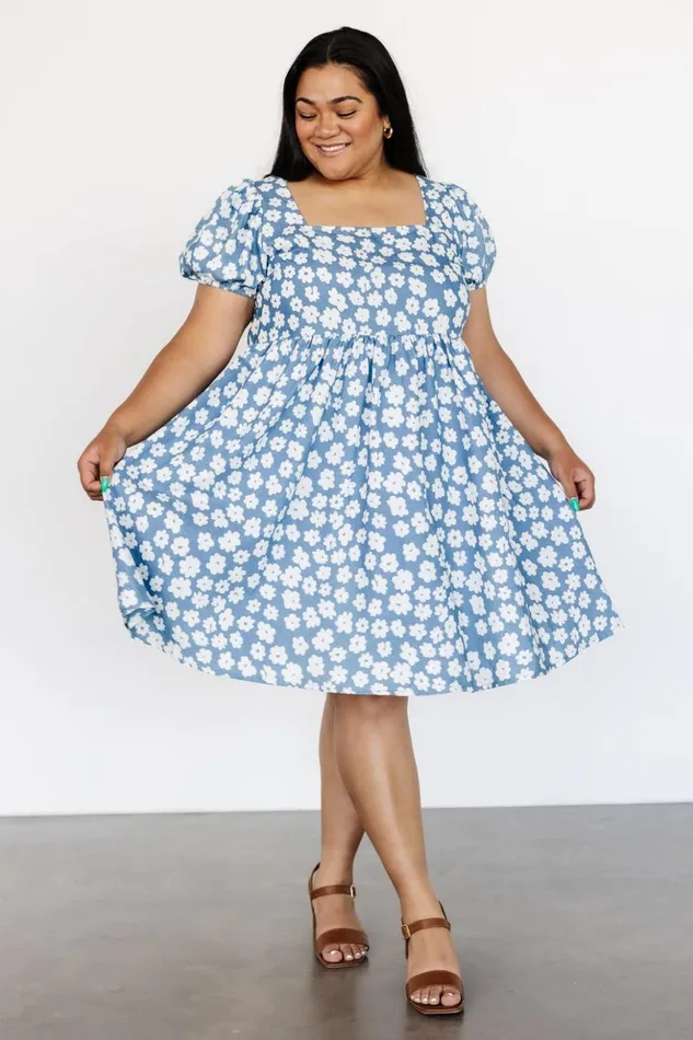 Baltic Born Short Dresses McKell Mini Dress Chambray Floral 8211 Women Baltic Born Short Dresses McKell Mini Dress Chambray Floral 8211 Women
