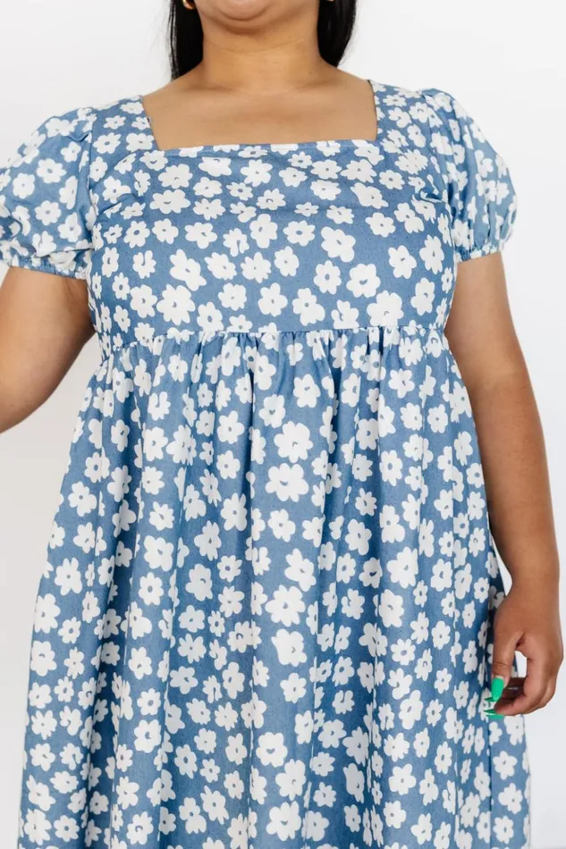 Baltic Born Short Dresses McKell Mini Dress Chambray Floral 8211 Women Baltic Born Short Dresses McKell Mini Dress Chambray Floral 8211 Women