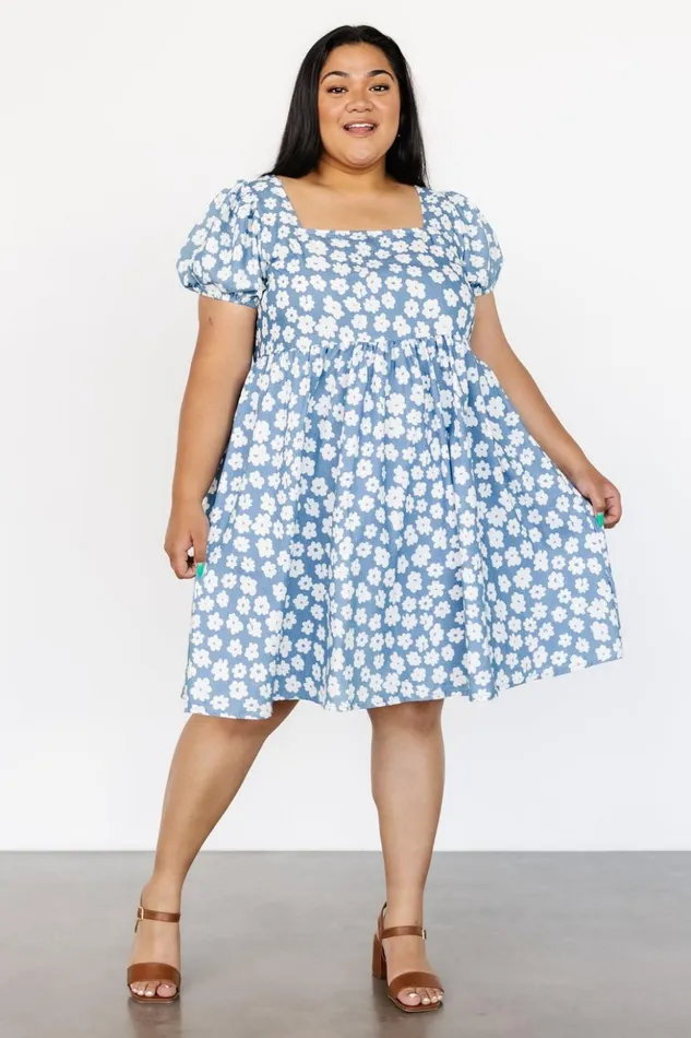 Baltic Born Short Dresses McKell Mini Dress Chambray Floral 8211 Women Baltic Born Short Dresses McKell Mini Dress Chambray Floral 8211 Women