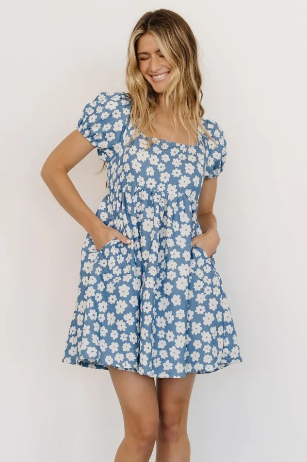 Baltic Born Short Dresses McKell Mini Dress Chambray Floral 8211 Women Baltic Born Short Dresses McKell Mini Dress Chambray Floral 8211 Women