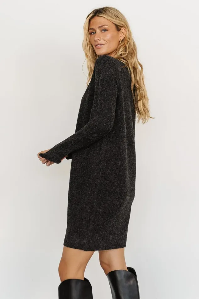 Baltic Born Short Dresses Miller Sweater Dress Charcoal Black 8211 Women Baltic Born Short Dresses Miller Sweater Dress Charcoal Black 8211 Women