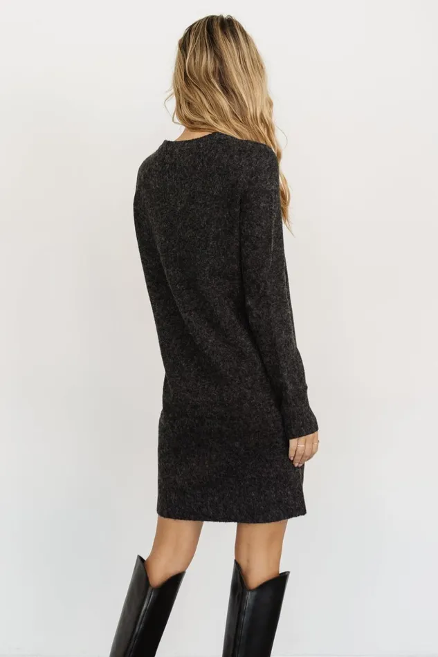 Baltic Born Short Dresses Miller Sweater Dress Charcoal Black 8211 Women Baltic Born Short Dresses Miller Sweater Dress Charcoal Black 8211 Women
