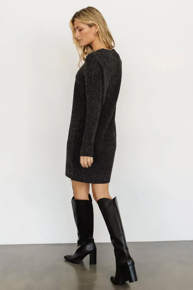 Baltic Born Short Dresses Miller Sweater Dress Charcoal Black 8211 Women Baltic Born Short Dresses Miller Sweater Dress Charcoal Black 8211 Women