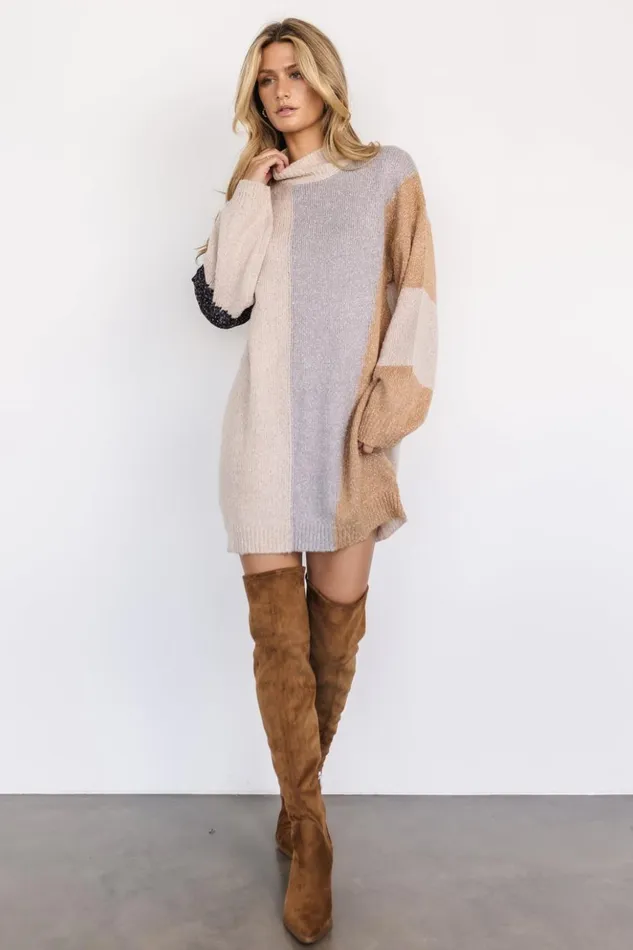 Baltic Born Short Dresses Omaha Sweater Dress Oatmeal Gray 8211 Women