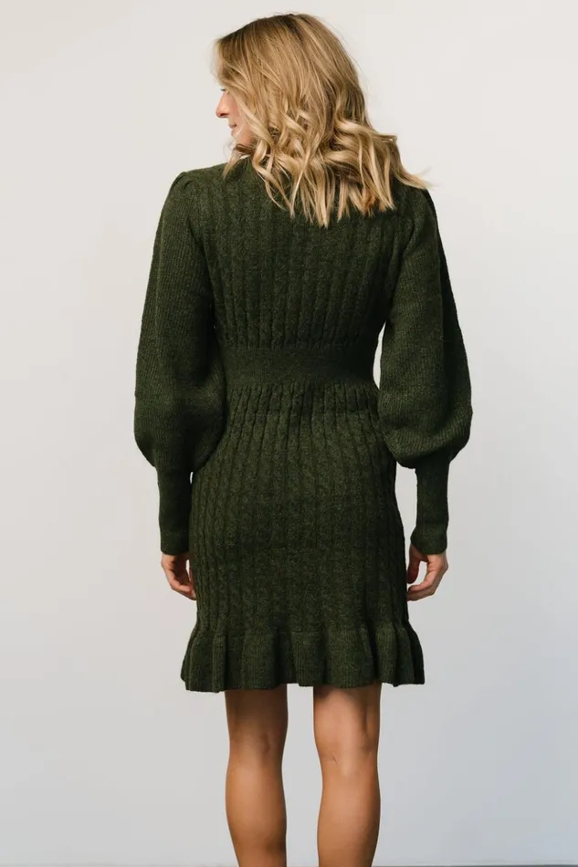Baltic Born Short Dresses Rhonda Sweater Dress Deep Olive 8211 Women Baltic Born Short Dresses Rhonda Sweater Dress Deep Olive 8211 Women