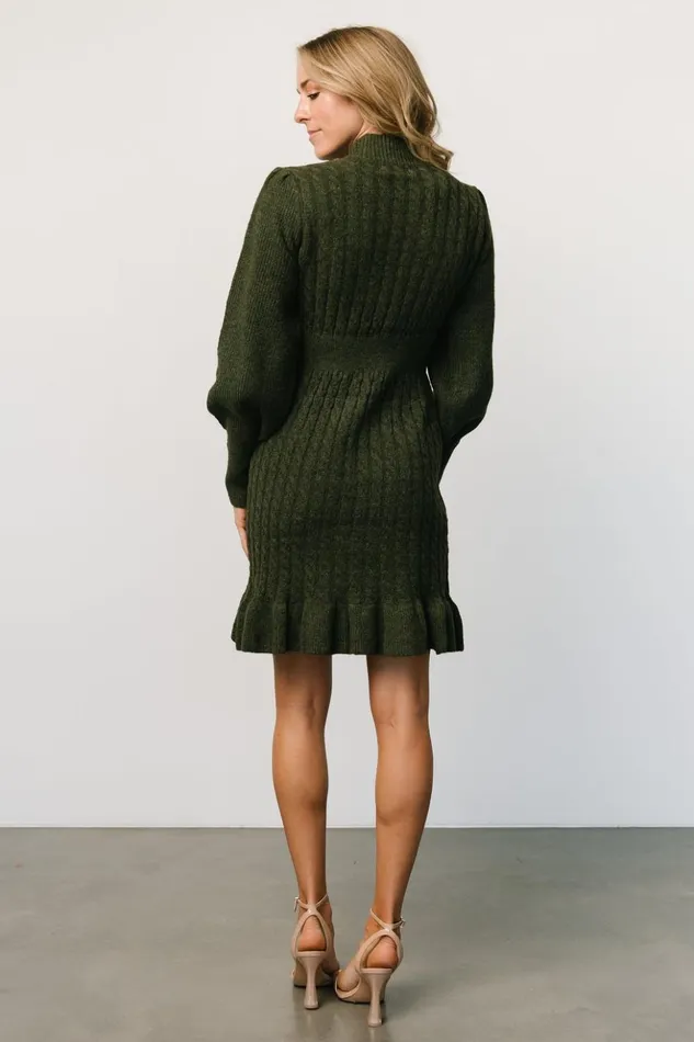 Baltic Born Short Dresses Rhonda Sweater Dress Deep Olive 8211 Women Baltic Born Short Dresses Rhonda Sweater Dress Deep Olive 8211 Women