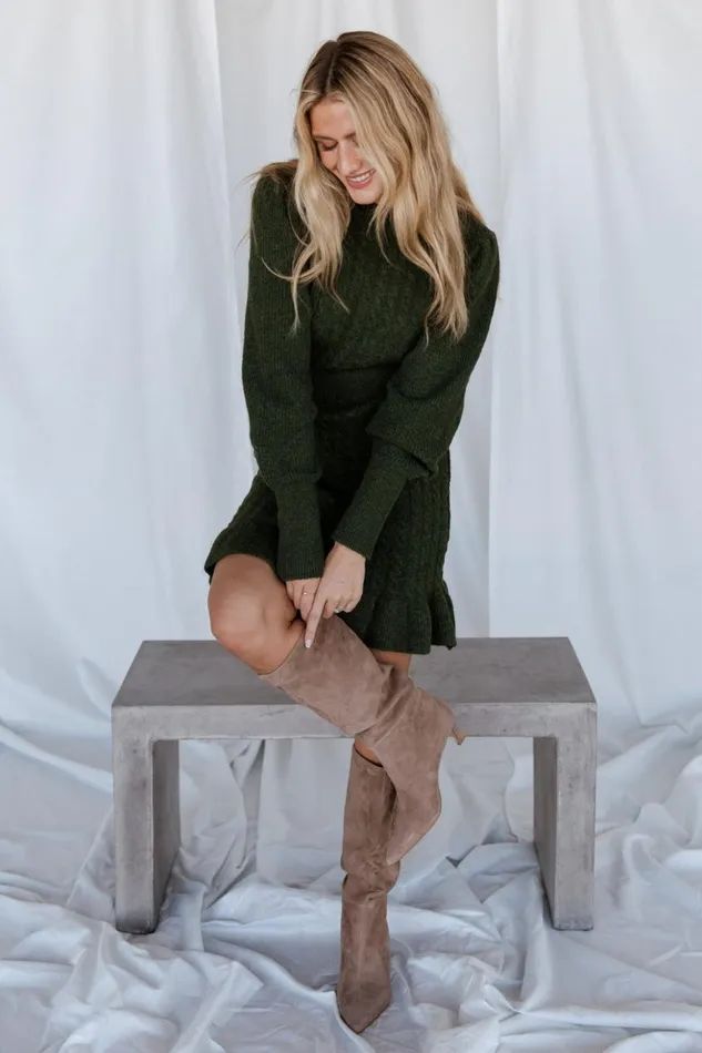 Baltic Born Short Dresses Rhonda Sweater Dress Deep Olive 8211 Women Baltic Born Short Dresses Rhonda Sweater Dress Deep Olive 8211 Women