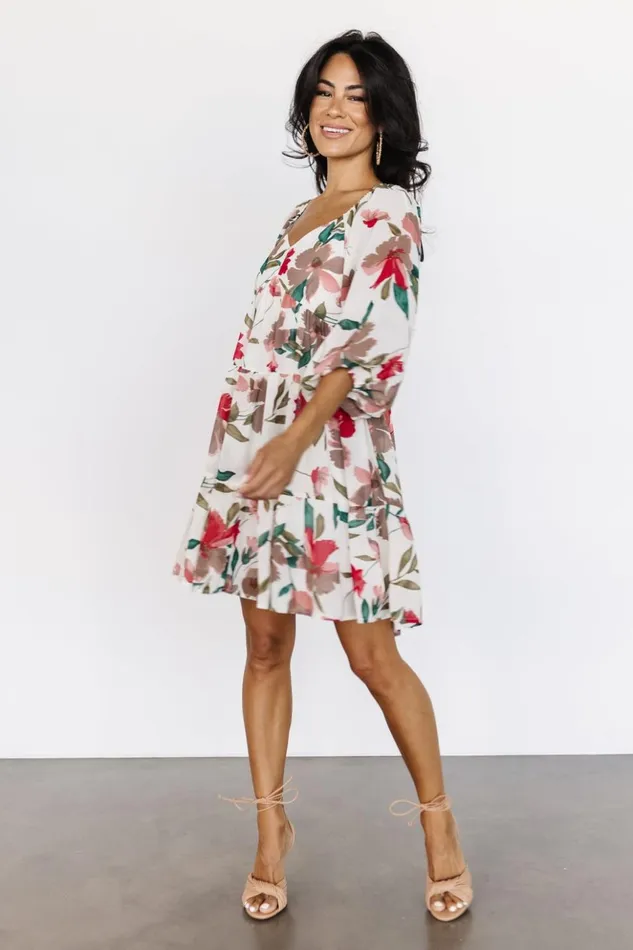 Baltic Born Short Dresses Shelley Short Dress Ivory Floral 8211 Women Baltic Born Short Dresses Shelley Short Dress Ivory Floral 8211 Women