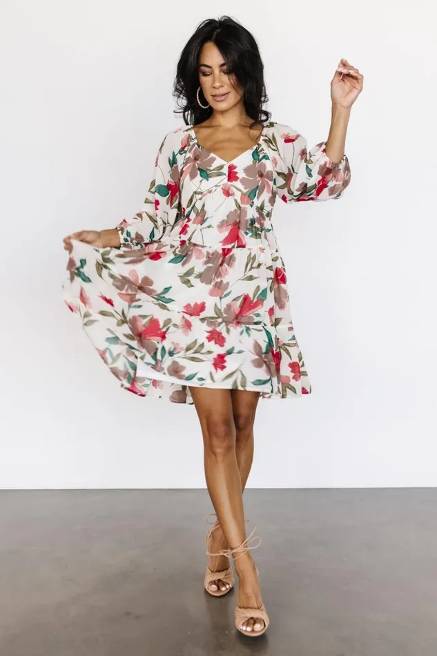 Baltic Born Short Dresses Shelley Short Dress Ivory Floral 8211 Women Baltic Born Short Dresses Shelley Short Dress Ivory Floral 8211 Women