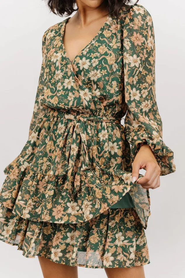Baltic Born Short Dresses Shirley Ruffle Mini Dress Green Floral 8211 Women Baltic Born Short Dresses Shirley Ruffle Mini Dress Green Floral 8211 Women