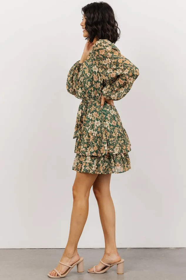 Baltic Born Short Dresses Shirley Ruffle Mini Dress Green Floral 8211 Women Baltic Born Short Dresses Shirley Ruffle Mini Dress Green Floral 8211 Women