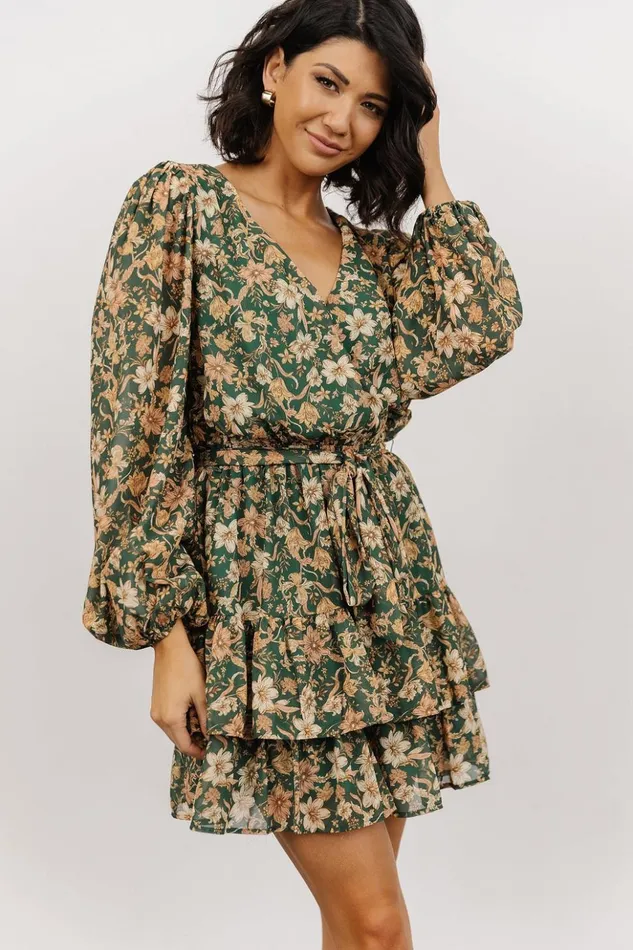 Baltic Born Short Dresses Shirley Ruffle Mini Dress Green Floral 8211 Women Baltic Born Short Dresses Shirley Ruffle Mini Dress Green Floral 8211 Women