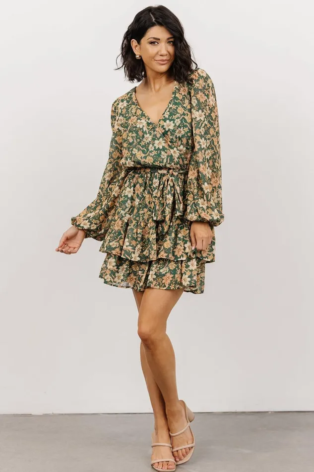 Baltic Born Short Dresses Shirley Ruffle Mini Dress Green Floral 8211 Women Baltic Born Short Dresses Shirley Ruffle Mini Dress Green Floral 8211 Women