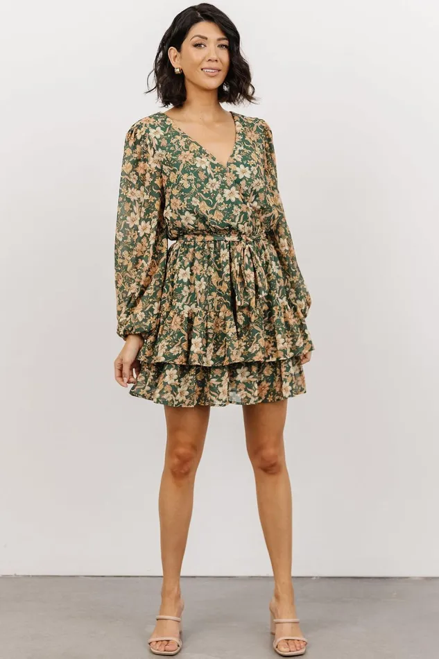 Baltic Born Short Dresses Shirley Ruffle Mini Dress Green Floral 8211 Women Baltic Born Short Dresses Shirley Ruffle Mini Dress Green Floral 8211 Women