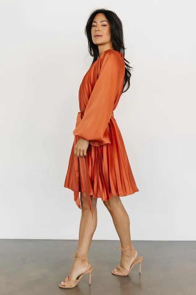 Baltic Born Short Dresses Sintra Pleated Short Dress Vintage Rust 8211 Women Baltic Born Short Dresses Sintra Pleated Short Dress Vintage Rust 8211 Women