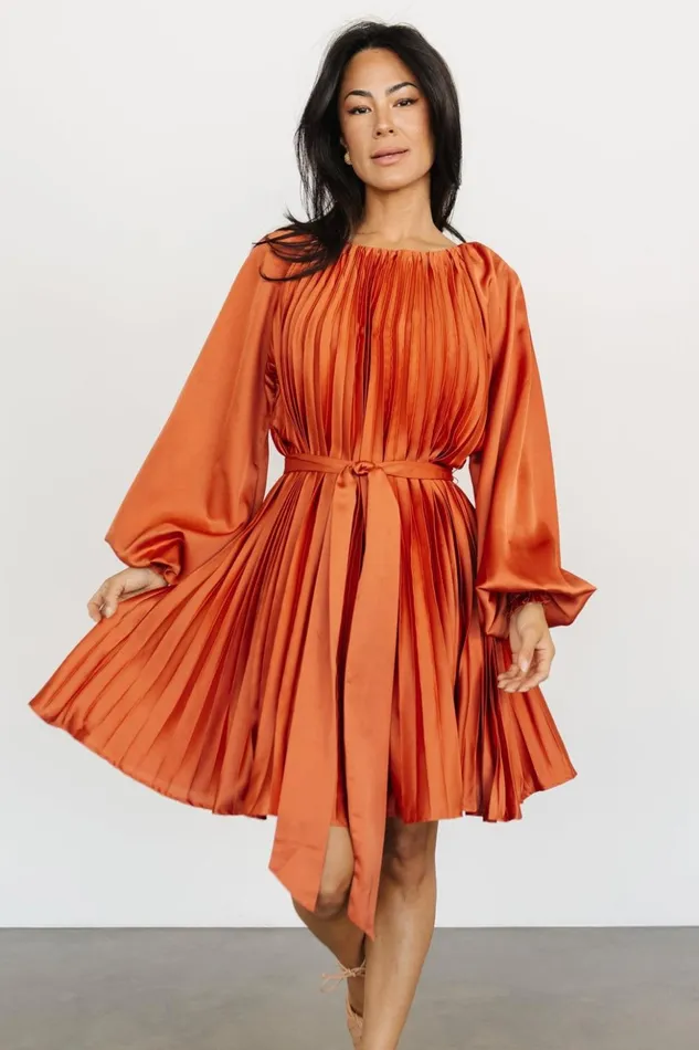 Baltic Born Short Dresses Sintra Pleated Short Dress Vintage Rust 8211 Women Baltic Born Short Dresses Sintra Pleated Short Dress Vintage Rust 8211 Women