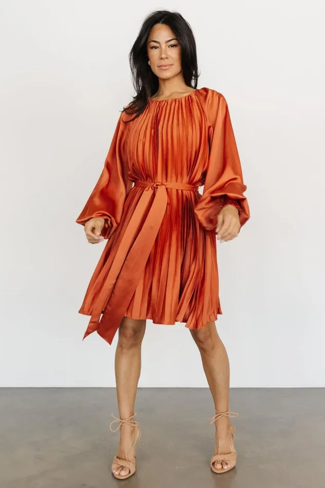Baltic Born Short Dresses Sintra Pleated Short Dress Vintage Rust 8211 Women Baltic Born Short Dresses Sintra Pleated Short Dress Vintage Rust 8211 Women