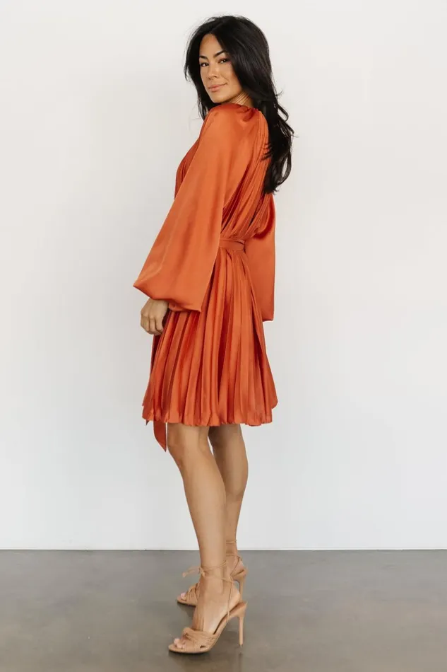 Baltic Born Short Dresses Sintra Pleated Short Dress Vintage Rust 8211 Women Baltic Born Short Dresses Sintra Pleated Short Dress Vintage Rust 8211 Women
