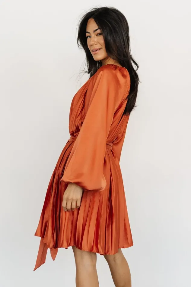 Baltic Born Short Dresses Sintra Pleated Short Dress Vintage Rust 8211 Women Baltic Born Short Dresses Sintra Pleated Short Dress Vintage Rust 8211 Women
