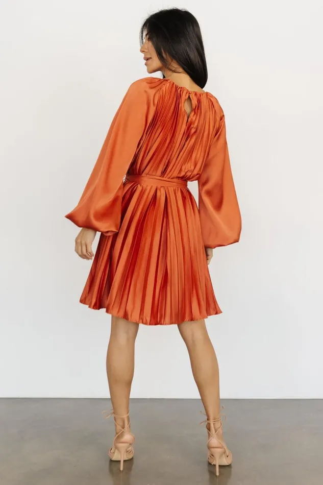 Baltic Born Short Dresses Sintra Pleated Short Dress Vintage Rust 8211 Women Baltic Born Short Dresses Sintra Pleated Short Dress Vintage Rust 8211 Women