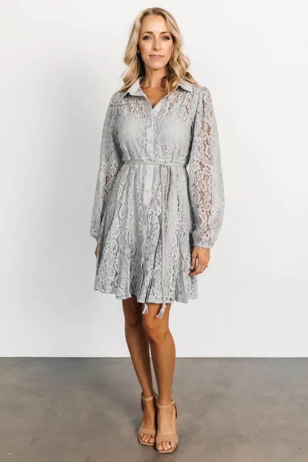 Baltic Born Short Dresses Stefan Lace Short Dress Dove Gray 8211 Women
