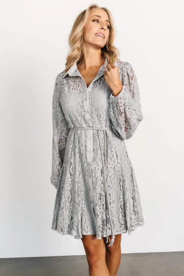 Baltic Born Short Dresses Stefan Lace Short Dress Dove Gray 8211 Women Baltic Born Short Dresses Stefan Lace Short Dress Dove Gray 8211 Women