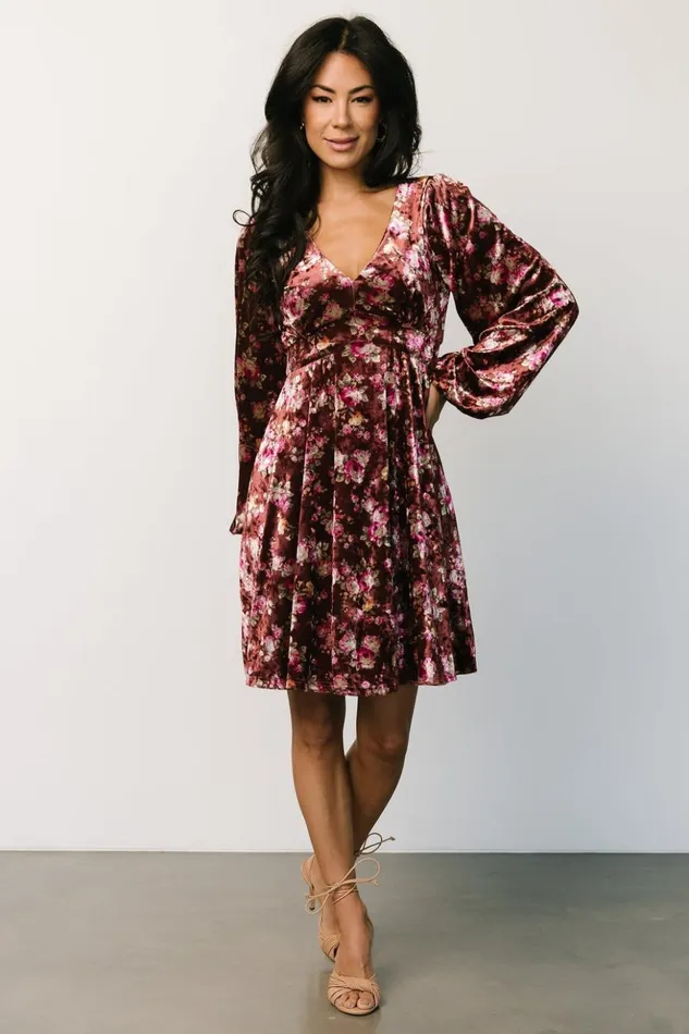 Baltic Born Short Dresses Teri Velvet Short Dress Auburn Multi 8211 Women