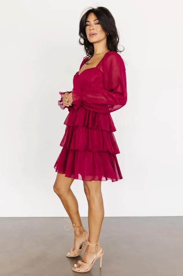 Baltic Born Short Dresses Thompson Tiered Short Dress Burgundy 8211 Women