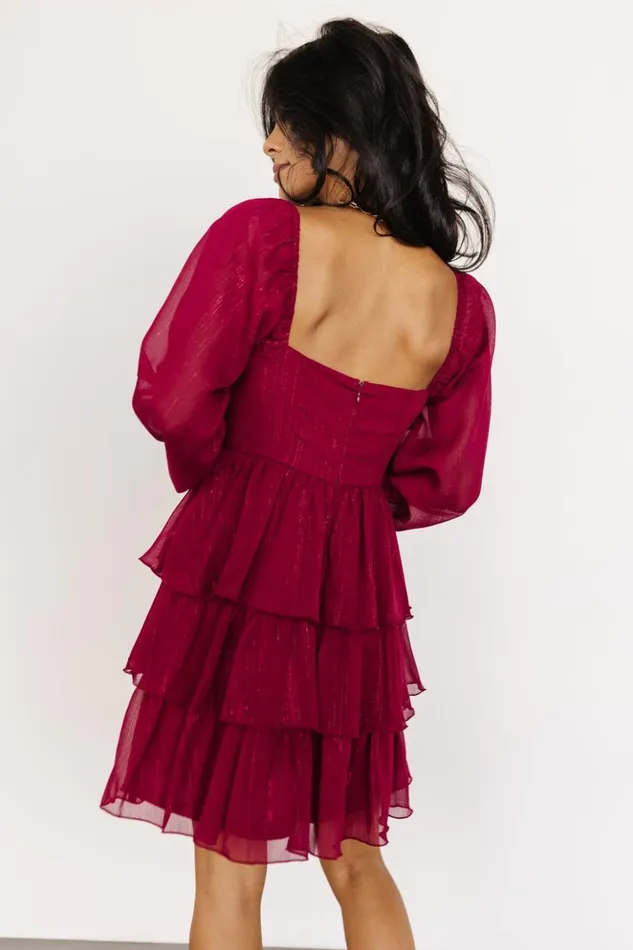 Baltic Born Short Dresses Thompson Tiered Short Dress Burgundy 8211 Women Baltic Born Short Dresses Thompson Tiered Short Dress Burgundy 8211 Women
