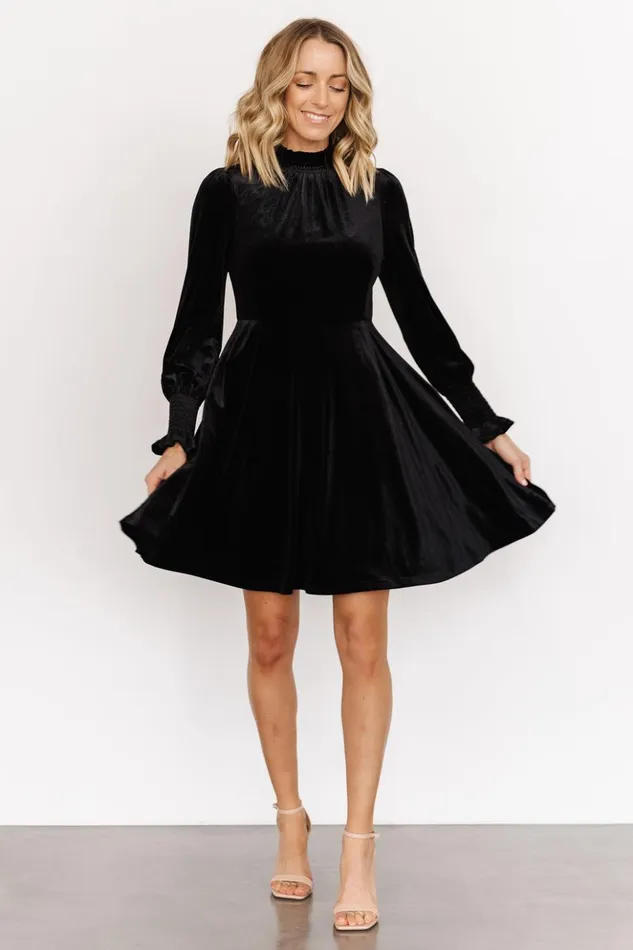 Baltic Born Short Dresses Tina Velvet Short Dress Black 8211 Women