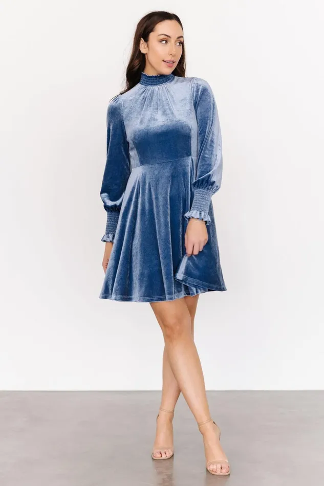 Baltic Born Short Dresses Tina Velvet Short Dress Blue 8211 Women