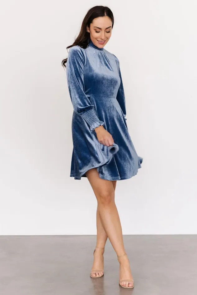 Baltic Born Short Dresses Tina Velvet Short Dress Blue 8211 Women Baltic Born Short Dresses Tina Velvet Short Dress Blue 8211 Women