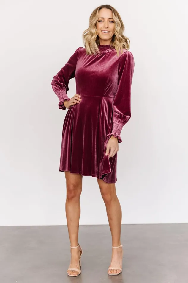 Baltic Born Short Dresses Tina Velvet Short Dress Mauve 8211 Women