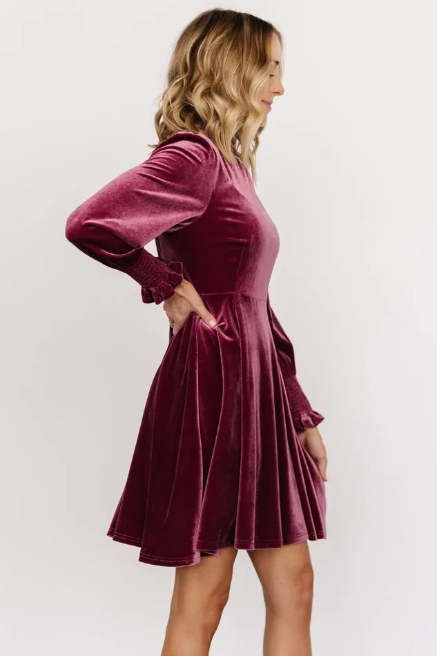 Baltic Born Short Dresses Tina Velvet Short Dress Mauve 8211 Women Baltic Born Short Dresses Tina Velvet Short Dress Mauve 8211 Women
