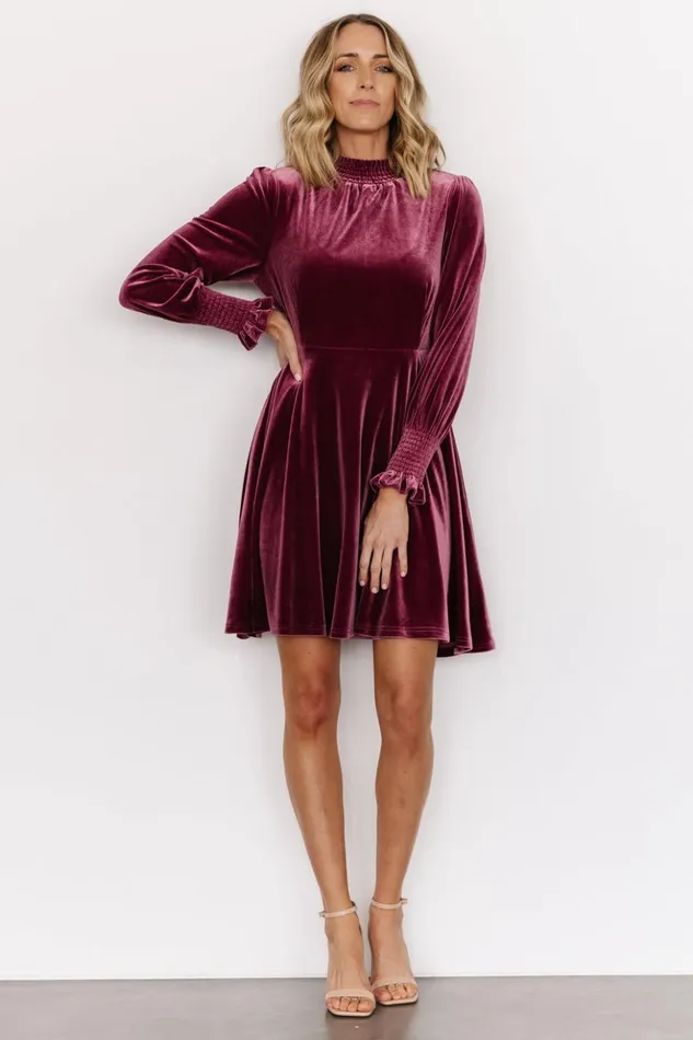 Baltic Born Short Dresses Tina Velvet Short Dress Mauve 8211 Women Baltic Born Short Dresses Tina Velvet Short Dress Mauve 8211 Women