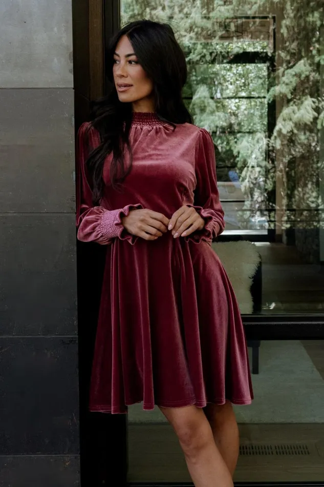 Baltic Born Short Dresses Tina Velvet Short Dress Mauve 8211 Women Baltic Born Short Dresses Tina Velvet Short Dress Mauve 8211 Women