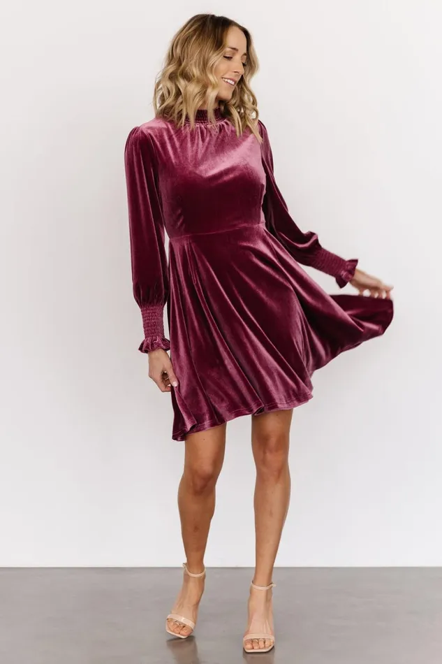 Baltic Born Short Dresses Tina Velvet Short Dress Mauve 8211 Women Baltic Born Short Dresses Tina Velvet Short Dress Mauve 8211 Women