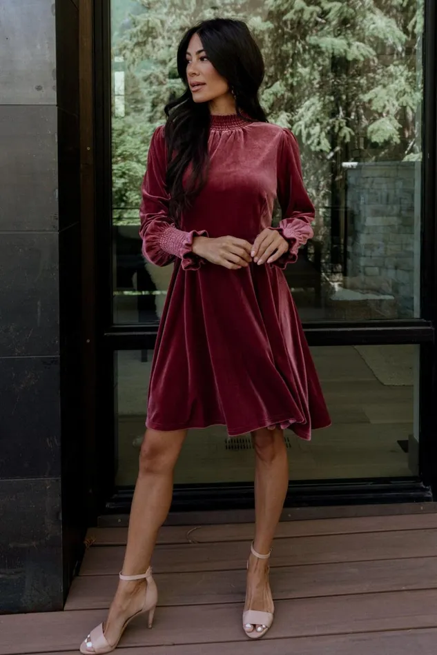 Baltic Born Short Dresses Tina Velvet Short Dress Mauve 8211 Women Baltic Born Short Dresses Tina Velvet Short Dress Mauve 8211 Women