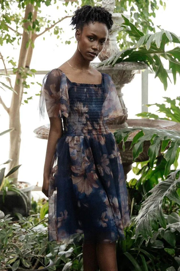 Baltic Born Short Dresses Tivoli Tulle Short Dress Dark Blue Floral 8211 Women