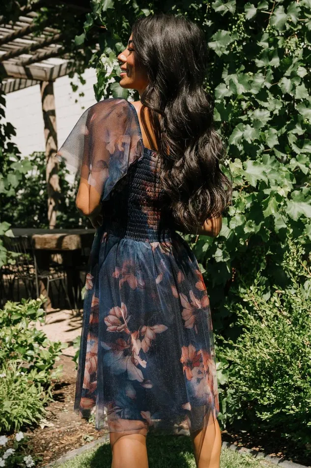 Baltic Born Short Dresses Tivoli Tulle Short Dress Dark Blue Floral 8211 Women Baltic Born Short Dresses Tivoli Tulle Short Dress Dark Blue Floral 8211 Women