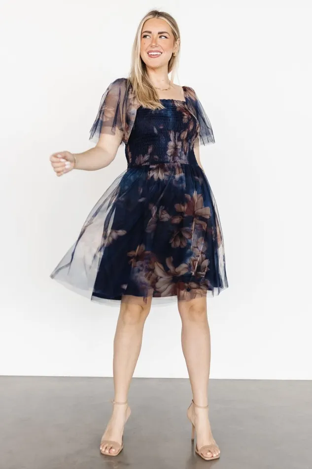 Baltic Born Short Dresses Tivoli Tulle Short Dress Dark Blue Floral 8211 Women Baltic Born Short Dresses Tivoli Tulle Short Dress Dark Blue Floral 8211 Women