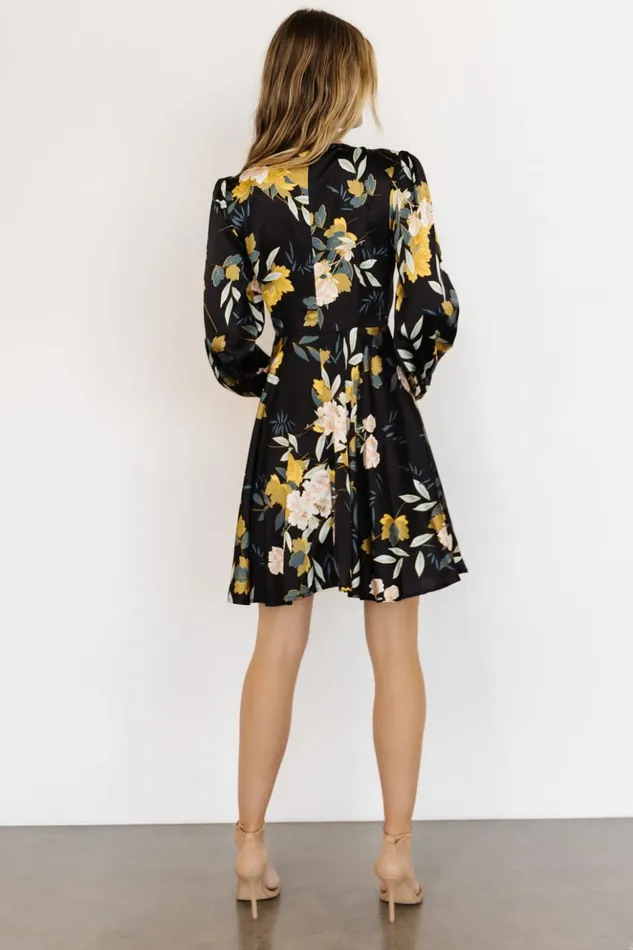 Baltic Born Short Dresses Woodbury Satin Mini Dress Black Floral 8211 Women Baltic Born Short Dresses Woodbury Satin Mini Dress Black Floral 8211 Women