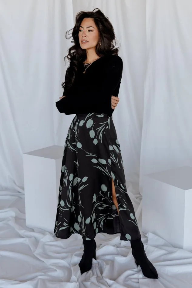 Baltic Born Skirts Tallyn Midi Skirt Black Green 8211 Women Baltic Born Skirts Tallyn Midi Skirt Black Green 8211 Women