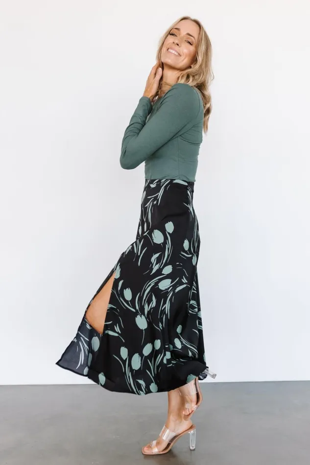 Baltic Born Skirts Tallyn Midi Skirt Black Green 8211 Women Baltic Born Skirts Tallyn Midi Skirt Black Green 8211 Women