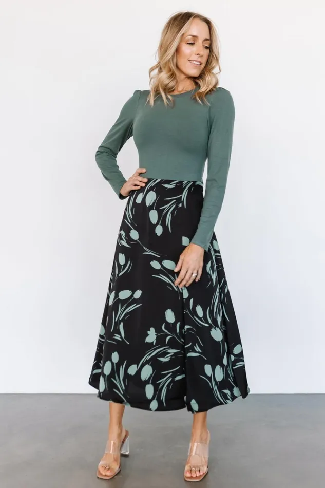 Baltic Born Skirts Tallyn Midi Skirt Black Green 8211 Women Baltic Born Skirts Tallyn Midi Skirt Black Green 8211 Women